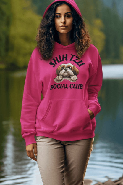 Shih Tzu Social Club Hooded Sweatshirt - Shih Tzu Gifts