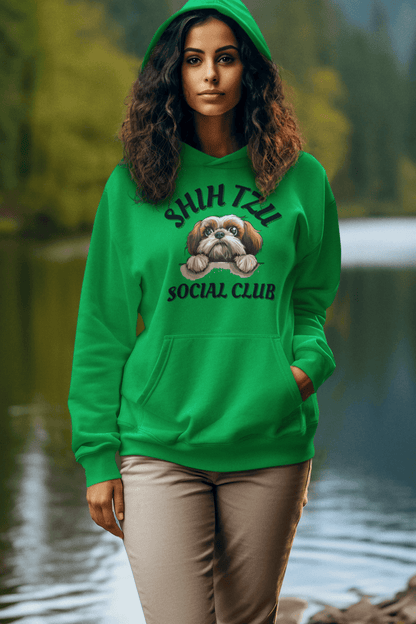 Shih Tzu Social Club Hooded Sweatshirt - Shih Tzu Gifts