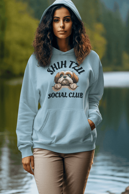 Shih Tzu Social Club Hooded Sweatshirt - Shih Tzu Gifts