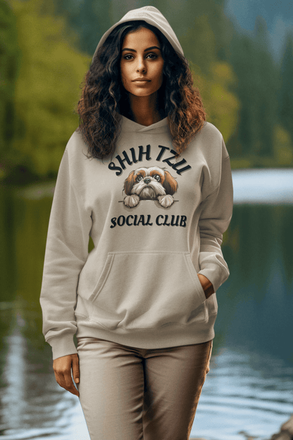 Shih Tzu Social Club Hooded Sweatshirt - Shih Tzu Gifts