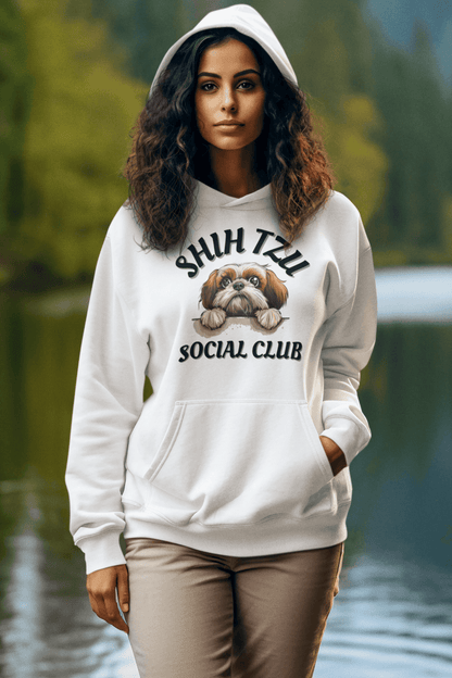 Shih Tzu Social Club Hooded Sweatshirt - Shih Tzu Gifts