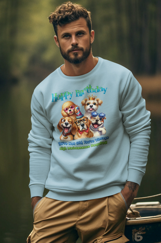 Funny Birthday Dogs Sweatshirt – You’re Vintage, Not Old Gift Idea