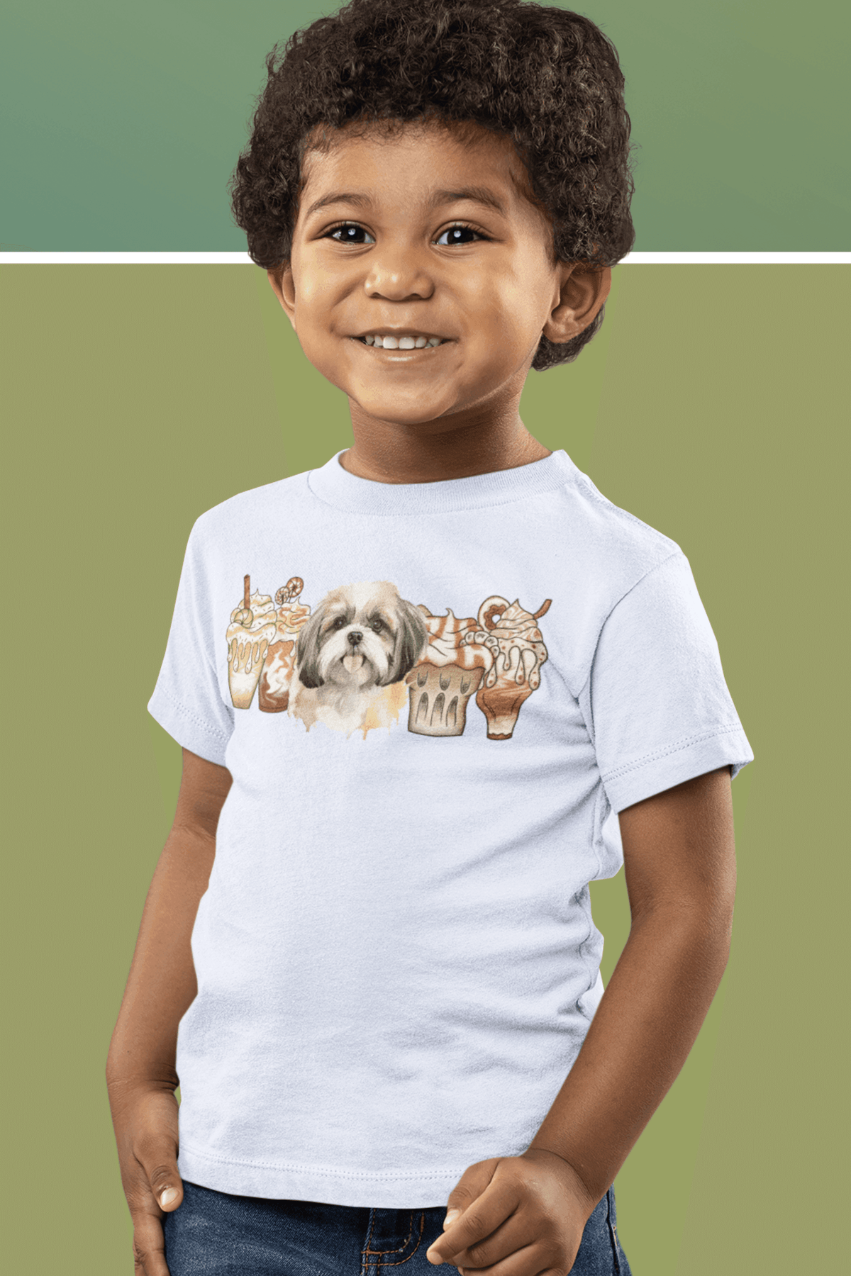 Shih Tzu With Ice Coffee Youth Short Sleeve Tee - Shih Tzu Gifts