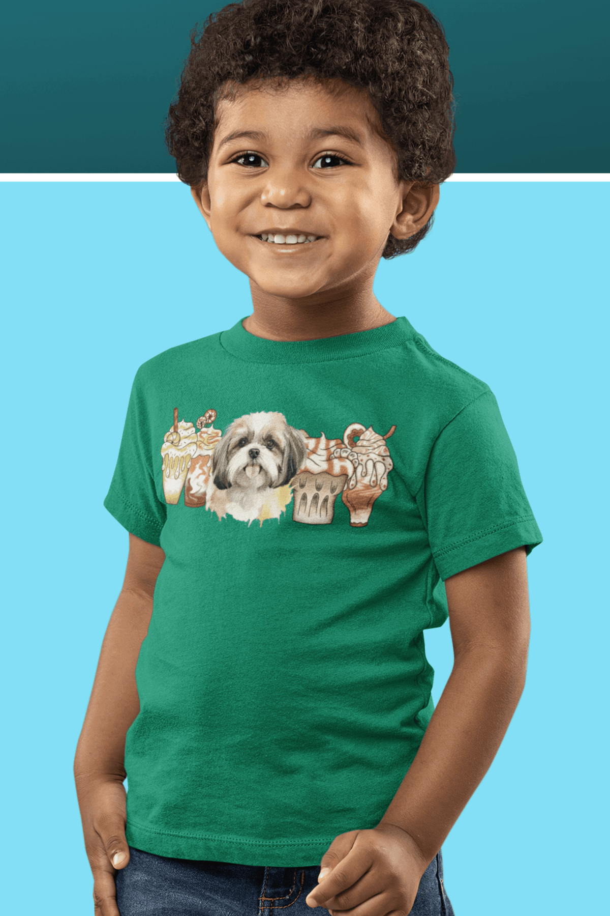 Shih Tzu With Ice Coffee Youth Short Sleeve Tee - Shih Tzu Gifts