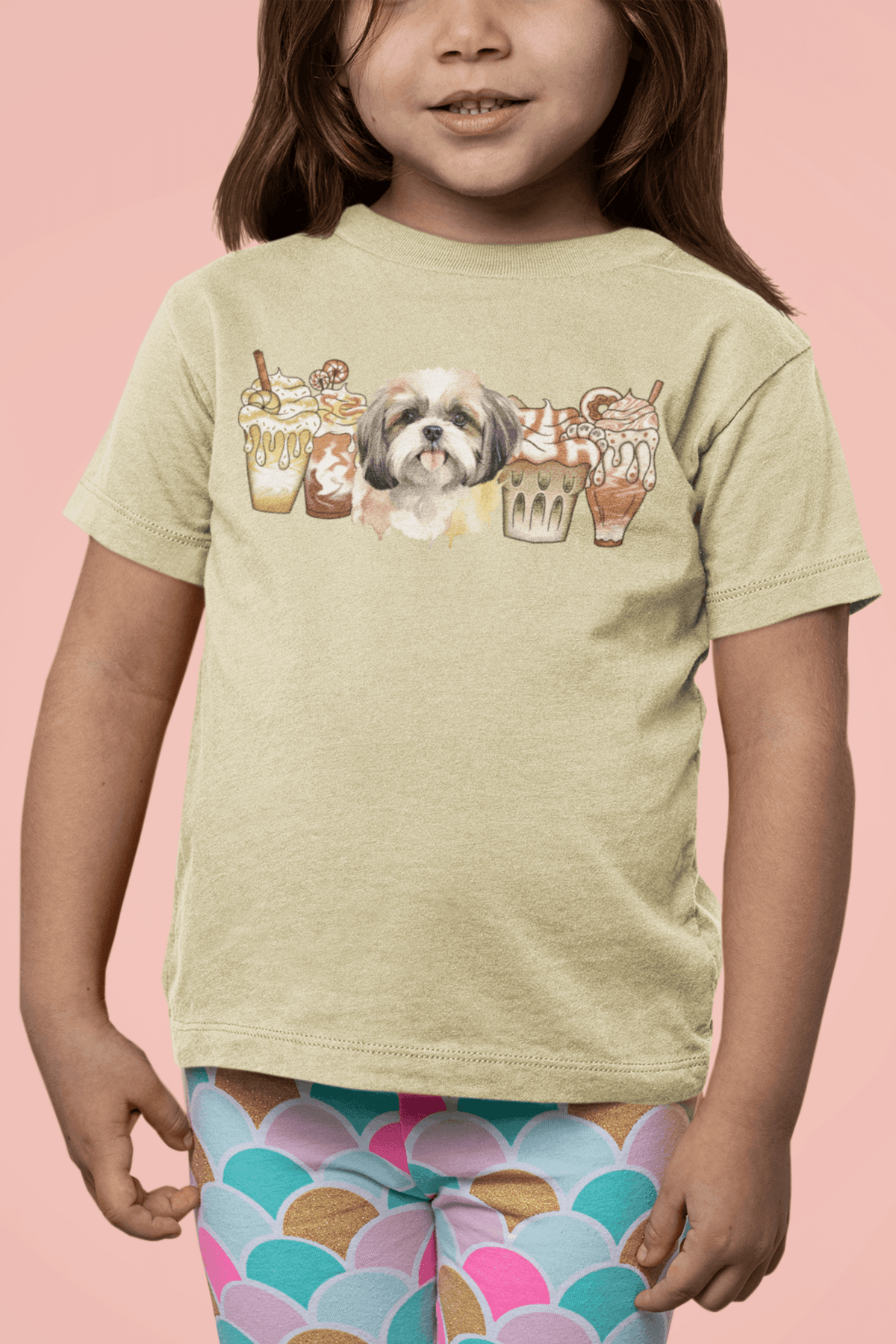 Shih Tzu With Ice Coffee Youth Short Sleeve Tee - Shih Tzu Gifts