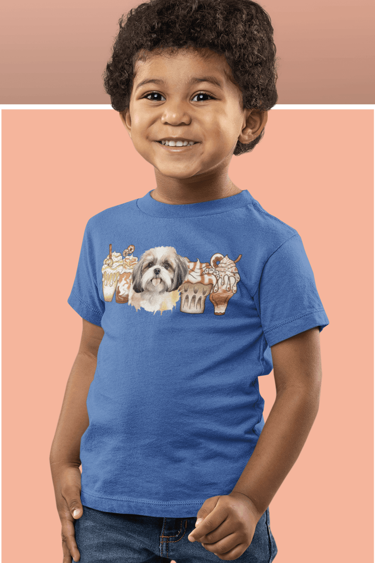 Shih Tzu With Ice Coffee Youth Short Sleeve Tee - Shih Tzu Gifts