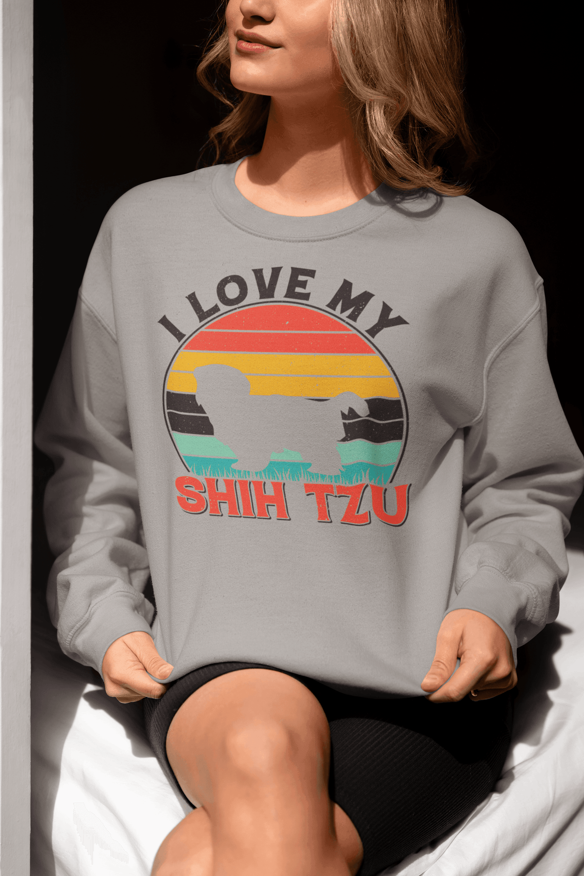 I Love My Shih Tzu With Rainbow Sweatshirt - Shih Tzu Gifts