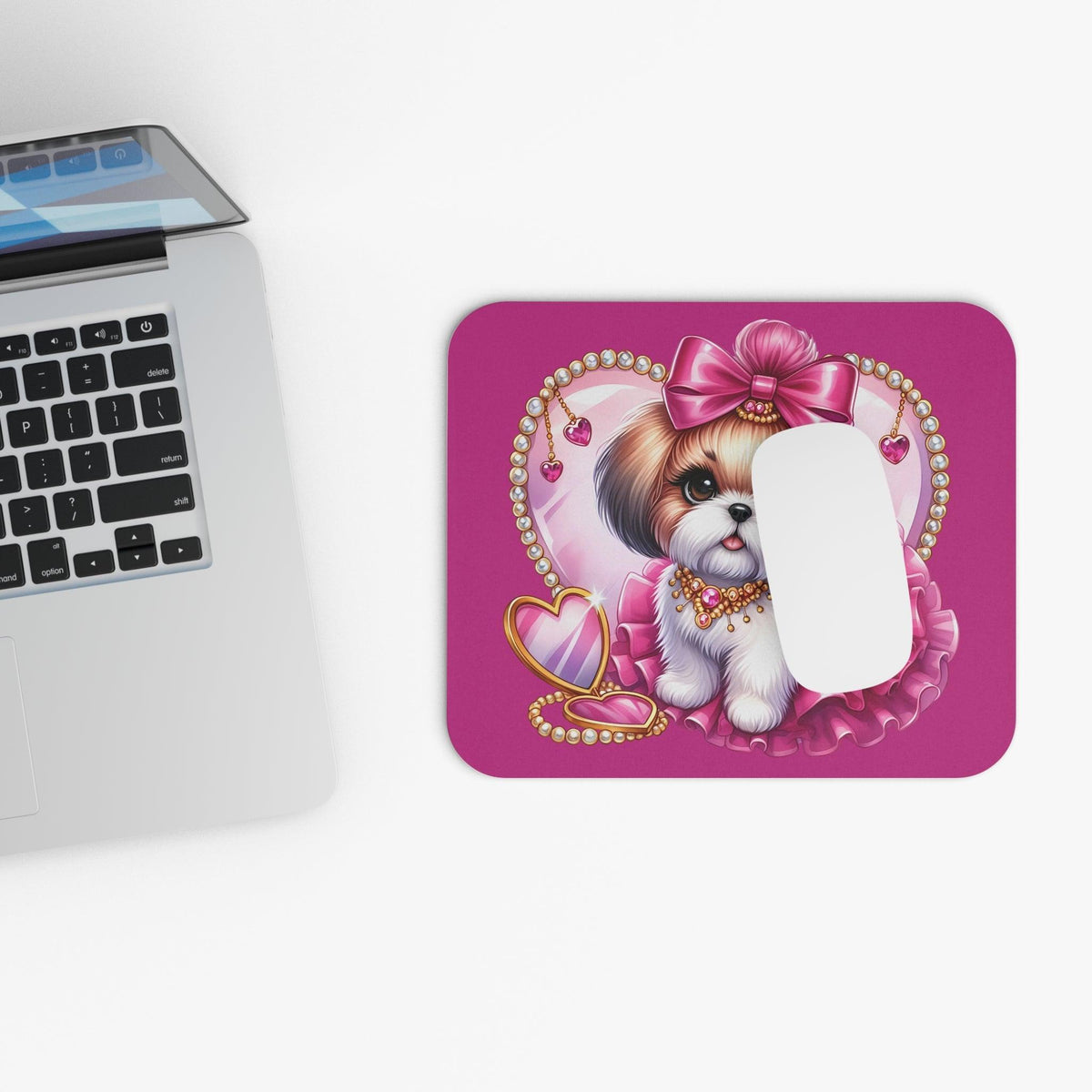 Pink Bow Shih Tzu Mouse Pad - Shih Tzu Gifts