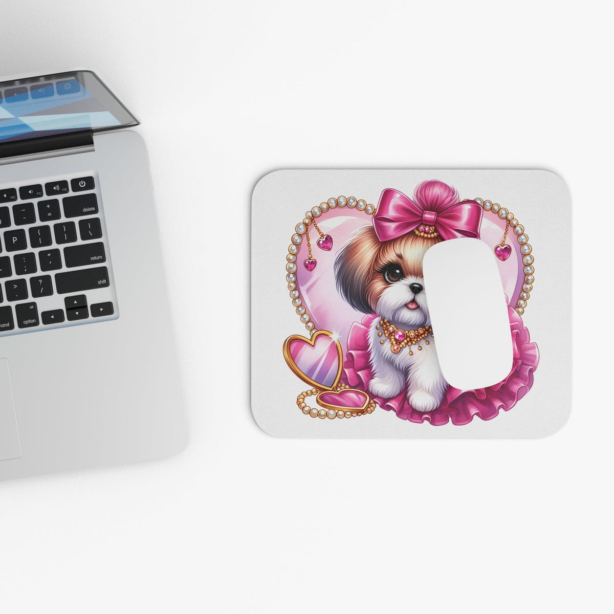 Pink Bow Shih Tzu Mouse Pad - Shih Tzu Gifts