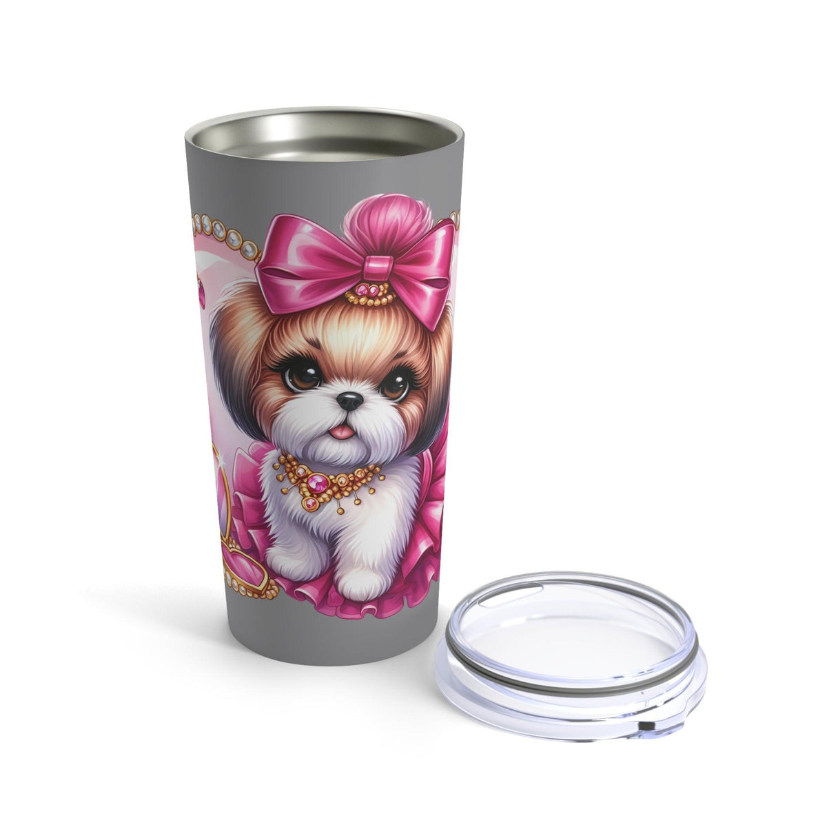 Pink Bow Shih Tzu Tumbler - Shih Tzu Gifts