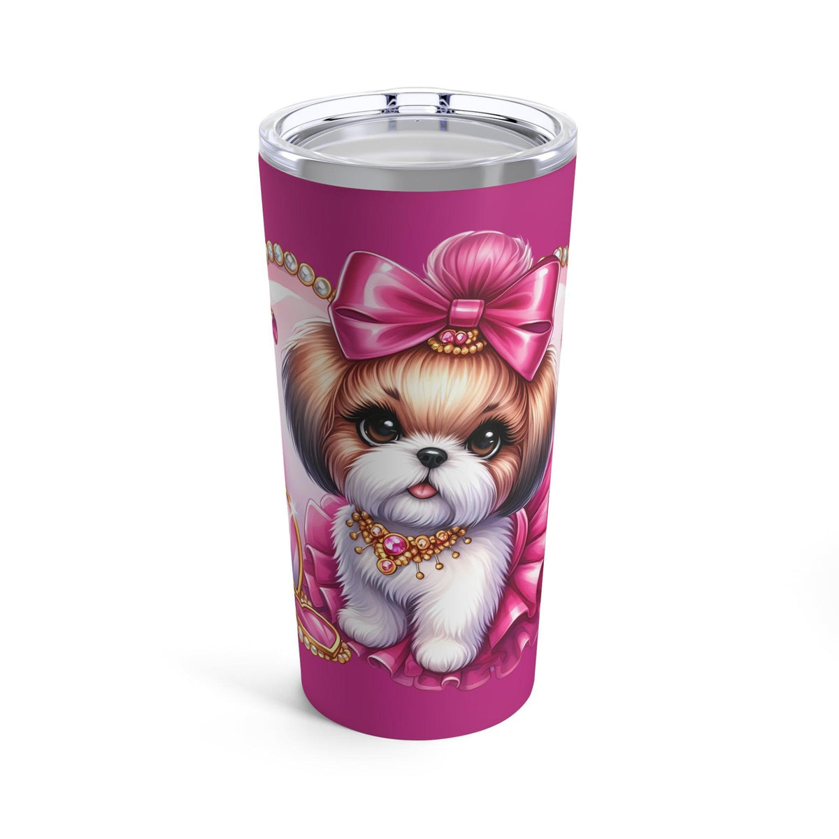 Pink Bow Shih Tzu Tumbler - Shih Tzu Gifts