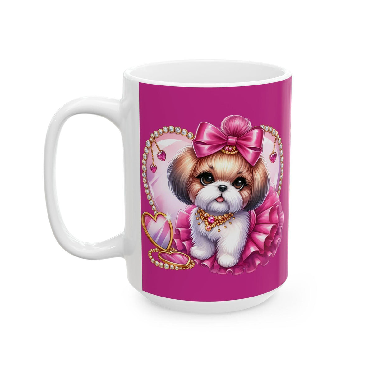 Pink Bow Shih Tzu Ceramic Mug - Shih Tzu Gifts