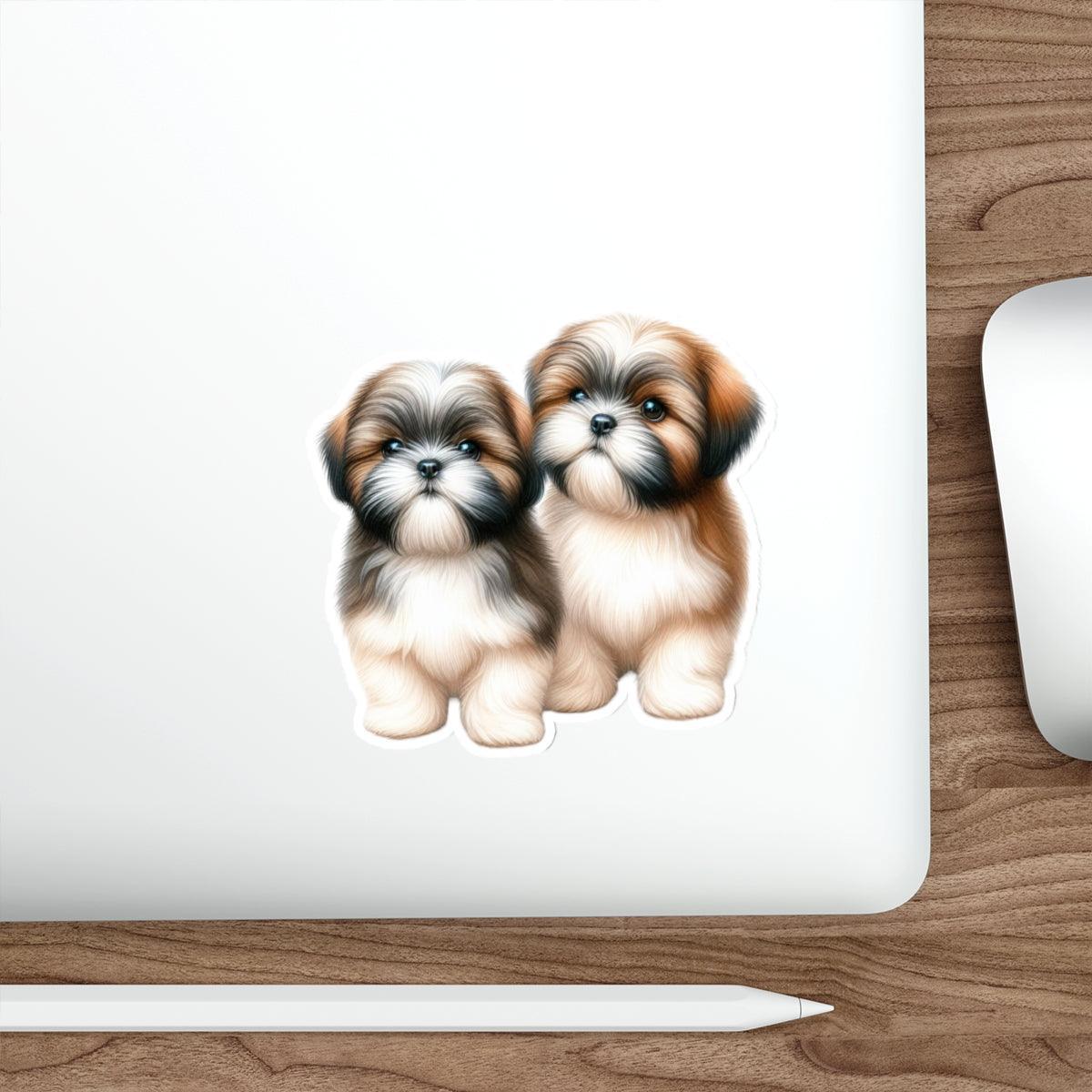 Two Babies Shih Tzu Die-Cut Stickers - Shih Tzu Gifts