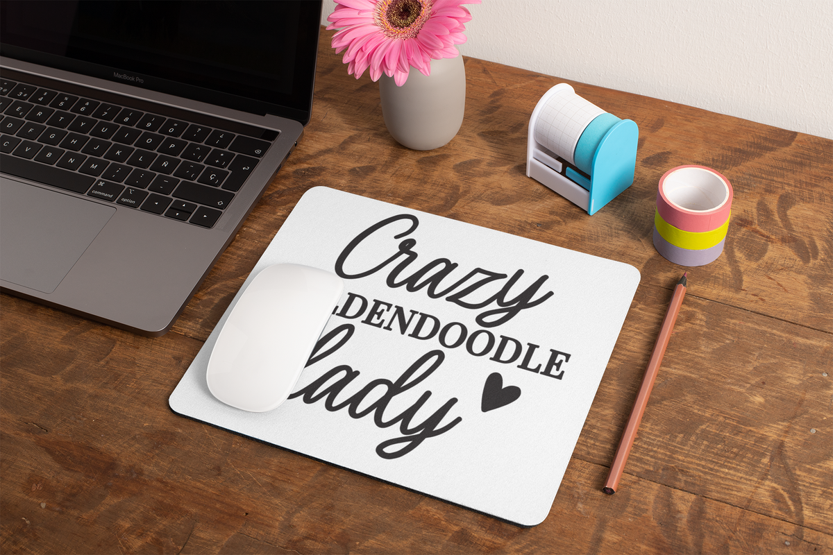 Crazy Goldendoodle Lady Mouse Pad – Fun Gift for Doodle Lovers
