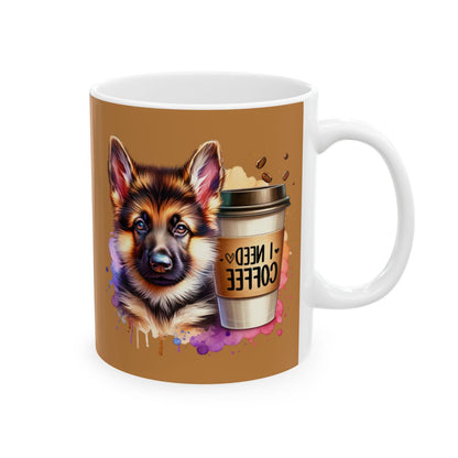 German Shepherd with Coffee Mug – Gift for Dog Moms & Dads
