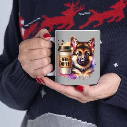 German Shepherd with Coffee Mug – Gift for Dog Moms & Dads