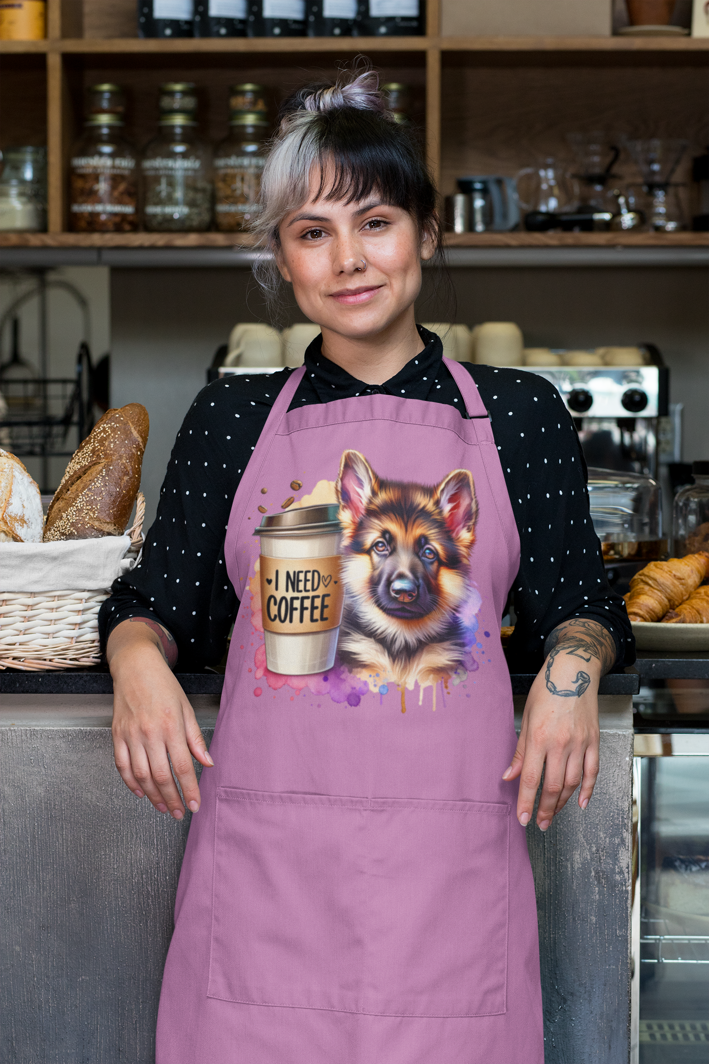 German Shepherd Coffee Apron – Gift for Dog & Coffee Lovers