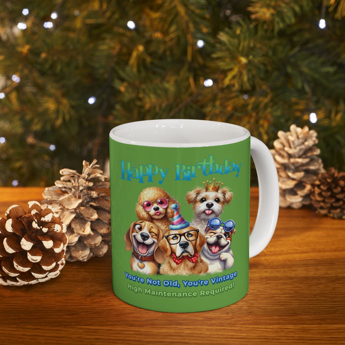 Vintage Birthday Dog Mug – Funny Gift for Dog Lovers & Divas