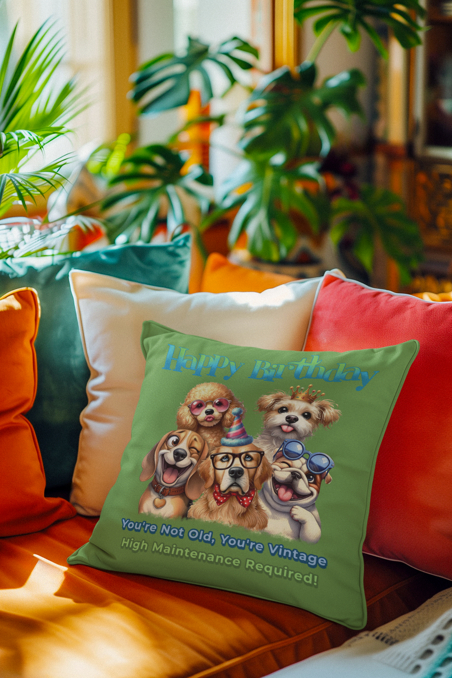 Vintage Dog Birthday Pillow – Funny Gift for Dog Lovers