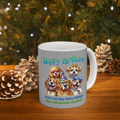 Vintage Birthday Dog Mug – Funny Gift for Dog Lovers & Divas