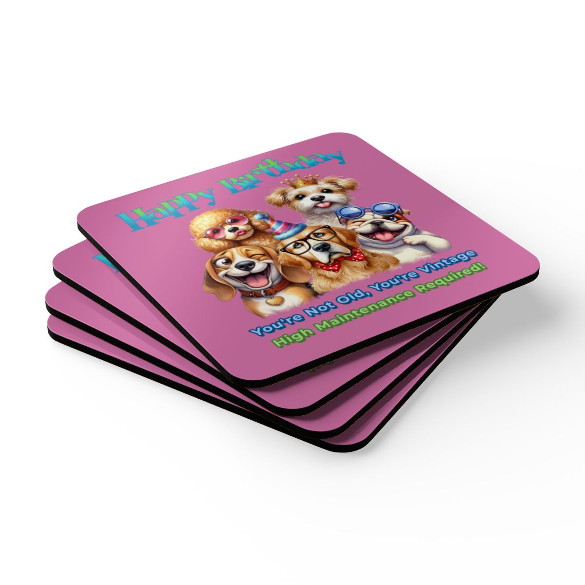 Funny Dog Birthday Coaster Set – You’re Not Old, You’re Vintage