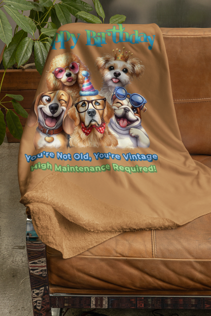 Happy Birthday Dogs Blanket – Funny Vintage Gift for Dog Lovers
