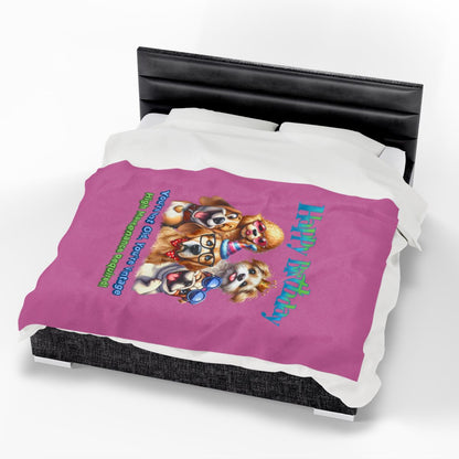 Happy Birthday Dogs Blanket – Funny Vintage Gift for Dog Lovers