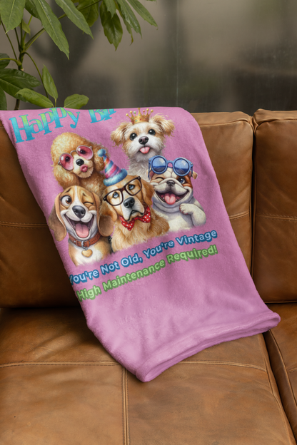Happy Birthday Dogs Blanket – Funny Vintage Gift for Dog Lovers