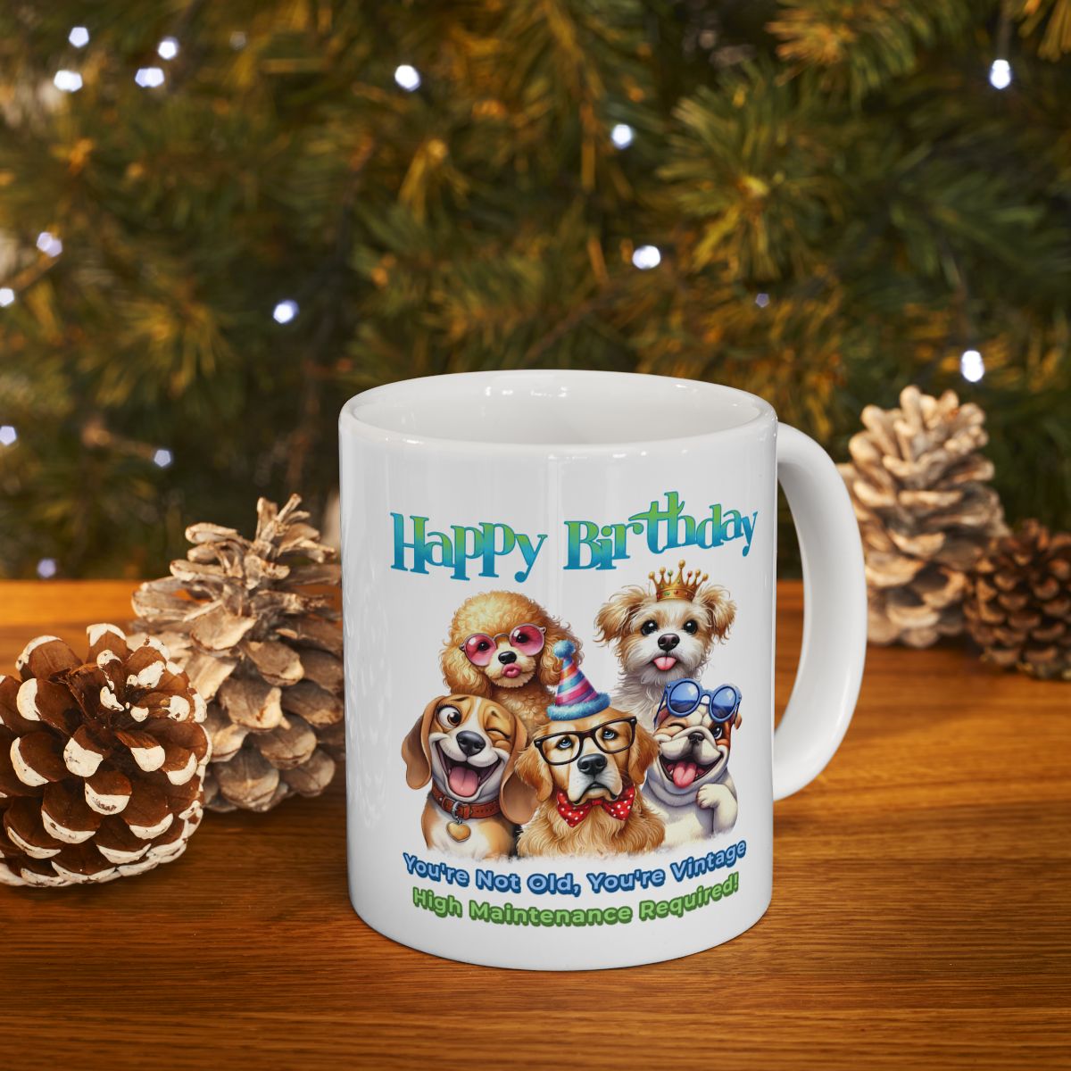 Vintage Birthday Dog Mug – Funny Gift for Dog Lovers & Divas