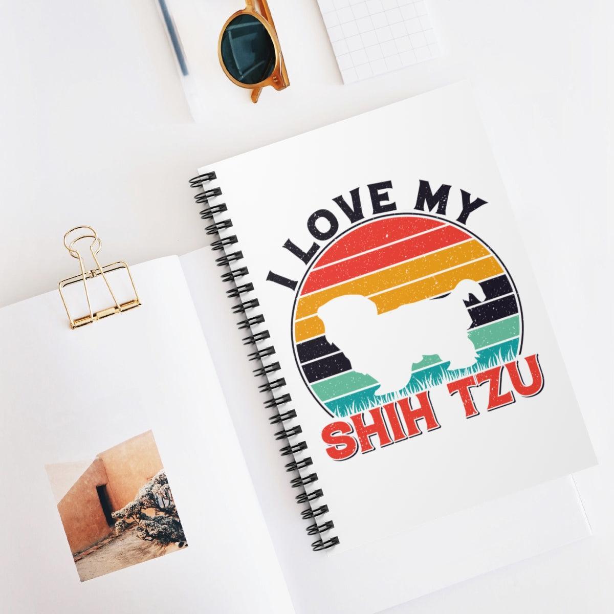 I Love My Shih Tzu With Rainbow Spiral Notebook Ruled Line - Shih Tzu Gifts