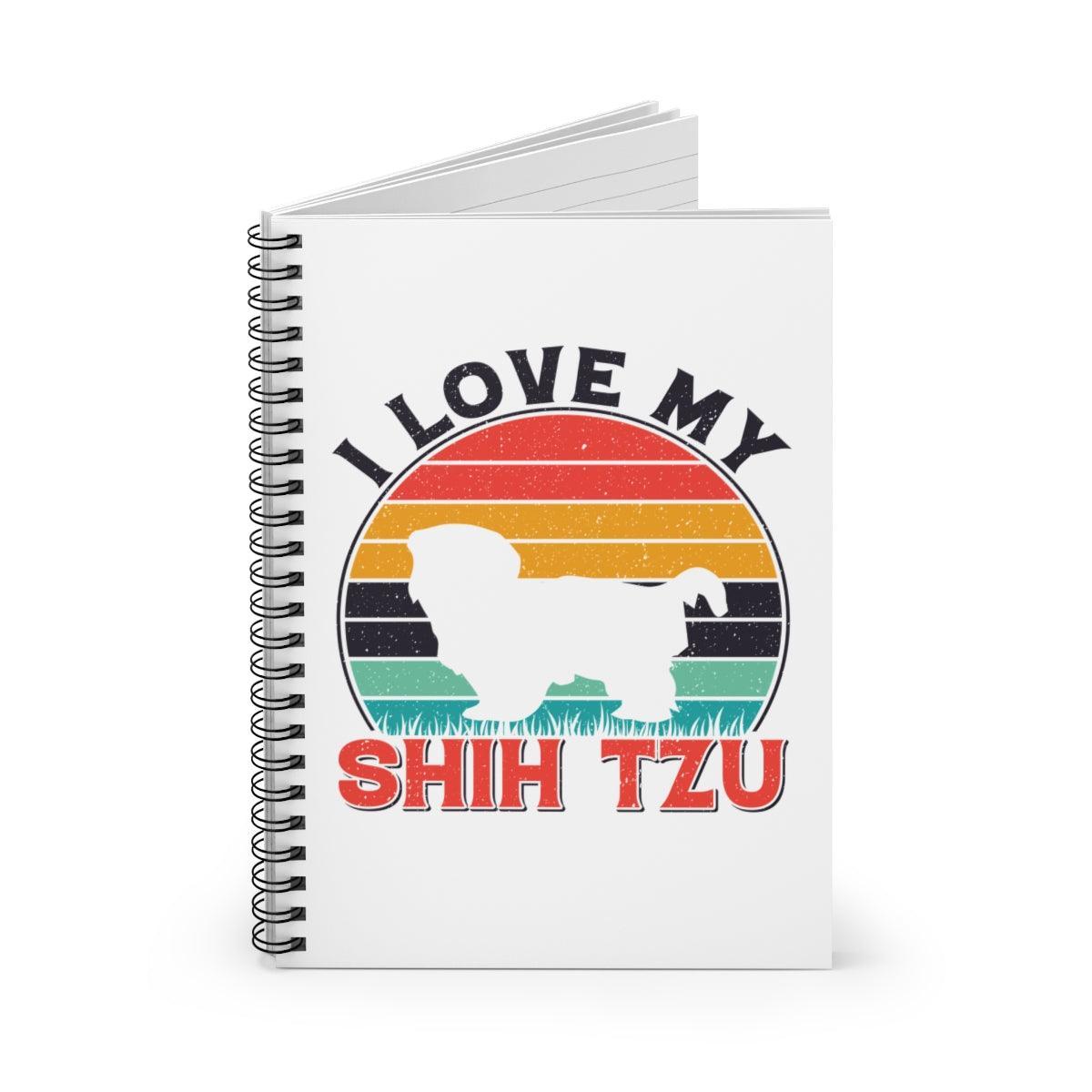 I Love My Shih Tzu With Rainbow Spiral Notebook Ruled Line - Shih Tzu Gifts