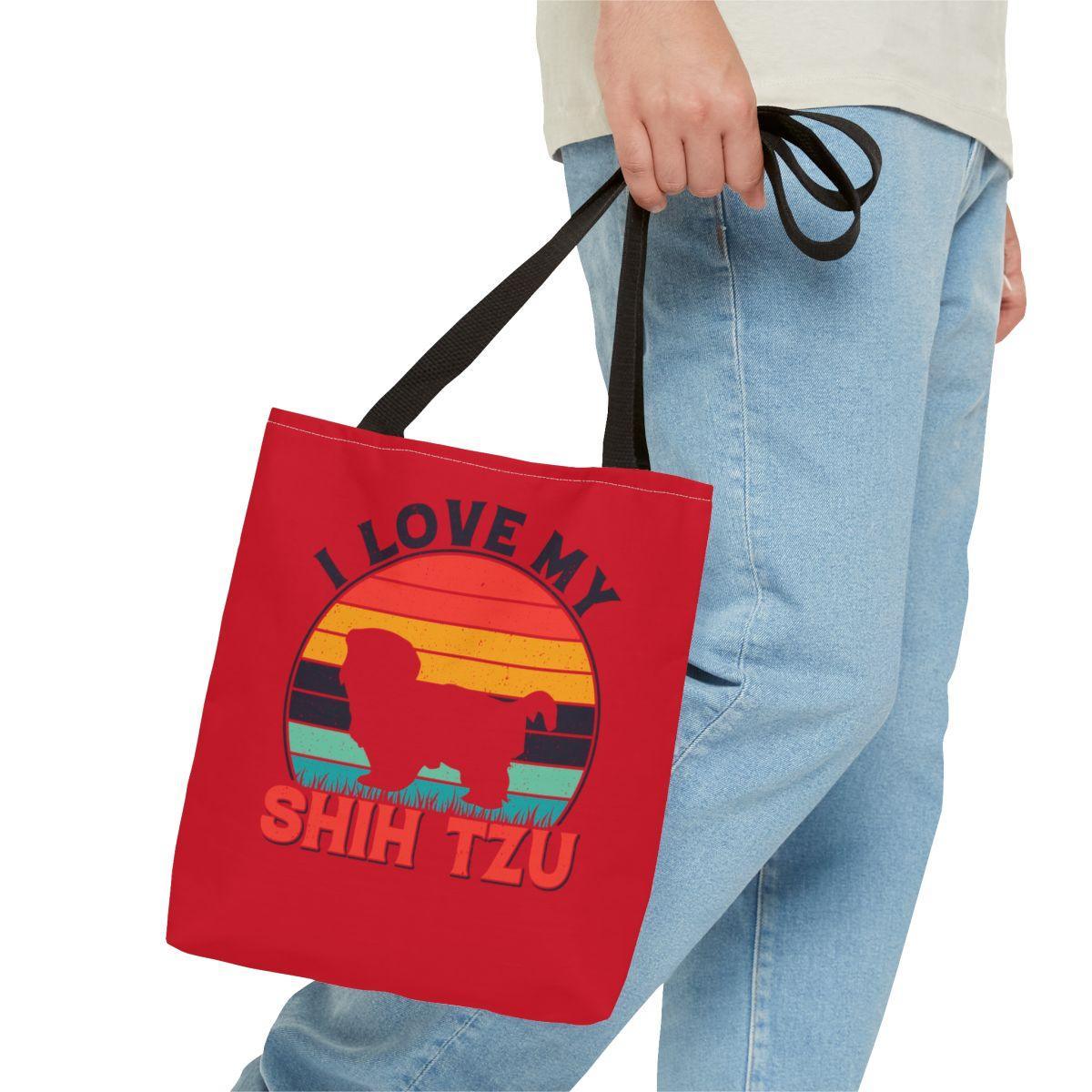 I Love My Shih Tzu With Rainbow Tote Bag - Shih Tzu Gifts