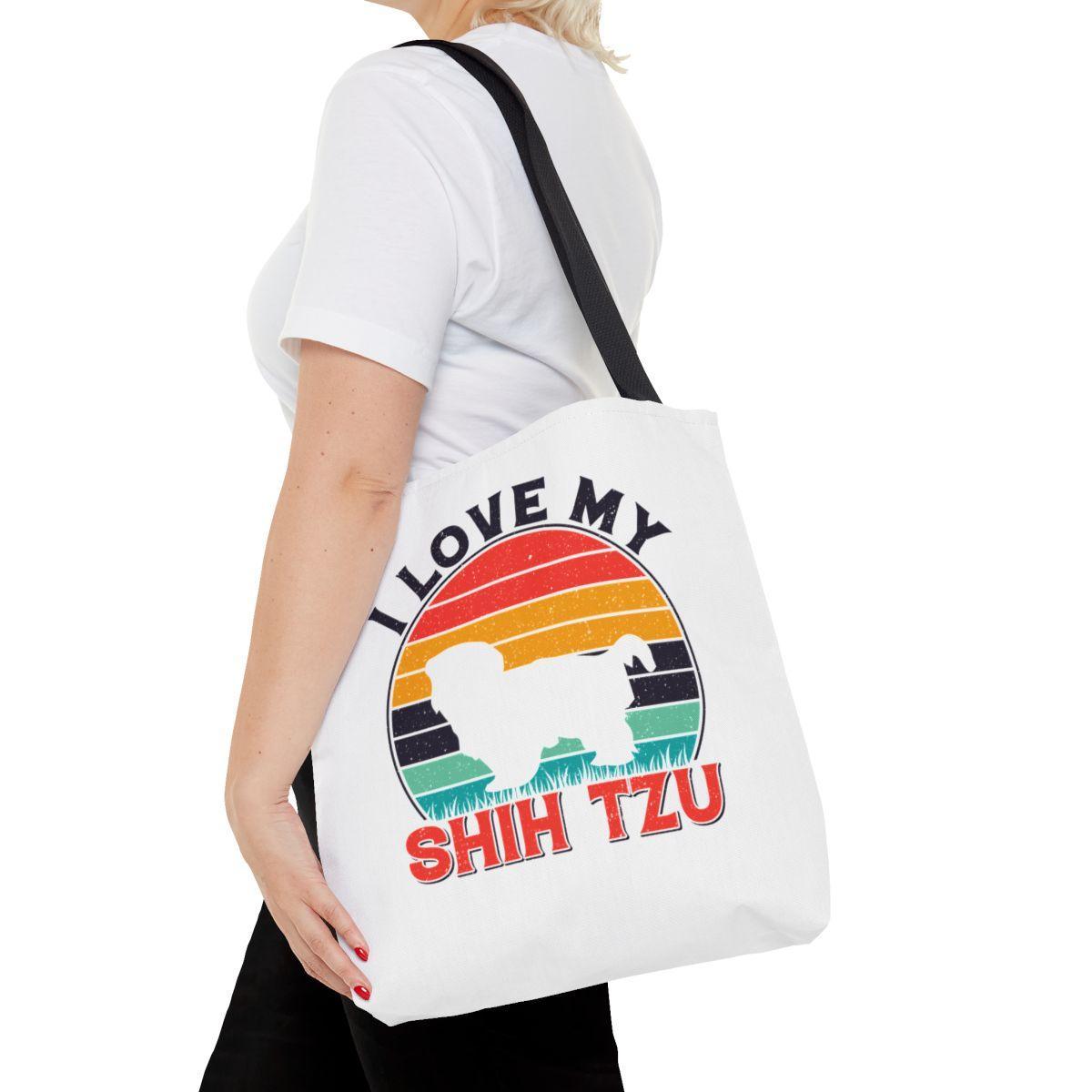 I Love My Shih Tzu With Rainbow Tote Bag - Shih Tzu Gifts