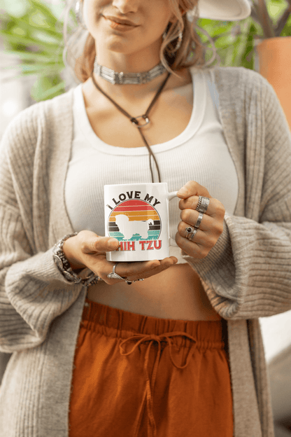 I Love My Shih Tzu With Rainbow Ceramic Mug - Shih Tzu Gifts