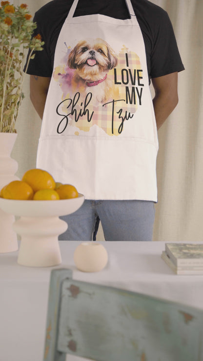I Love My Shih Tzu Apron – Perfect Gift for Shih Tzu Lovers and Owners