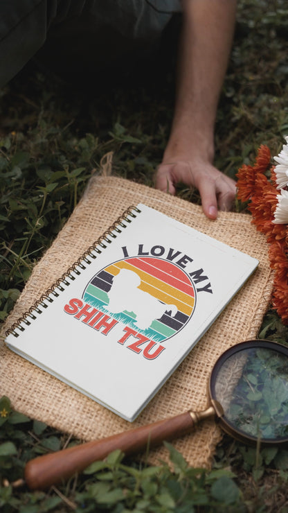 I Love My Shih Tzu With Rainbow Spiral Notebook Ruled Line
