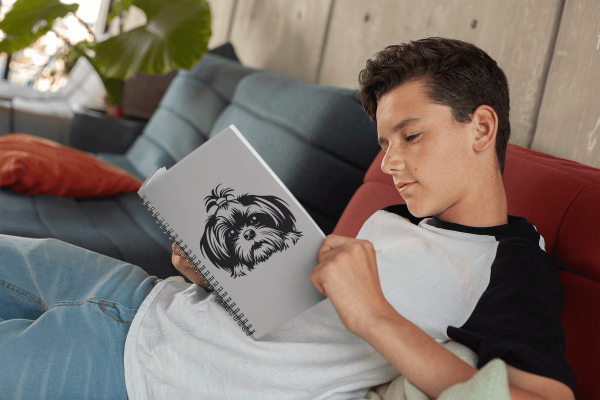 Shih-Tzu-Black-and-White-white-Spiral Notebook - Ruled Line - Shih Tzu Gifts