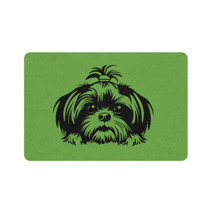 Shih-Tzu-Black-and-White-Pet Food Mat-white (12x18) - Shih Tzu Gifts