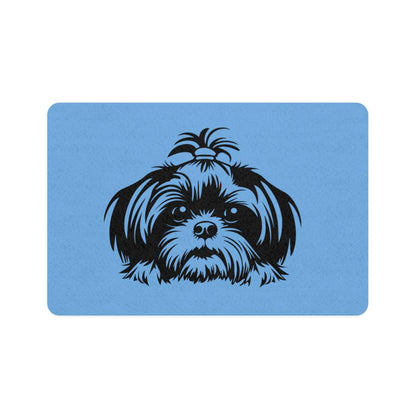 Shih-Tzu-Black-and-White-Pet Food Mat-white (12x18) - Shih Tzu Gifts