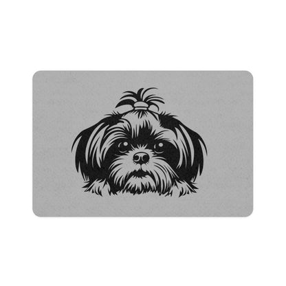 Shih-Tzu-Black-and-White-Pet Food Mat-white (12x18) - Shih Tzu Gifts