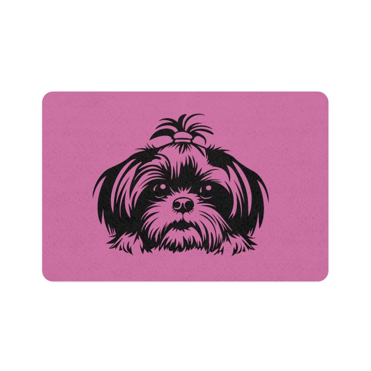 Shih-Tzu-Black-and-White-Pet Food Mat-white (12x18) - Shih Tzu Gifts