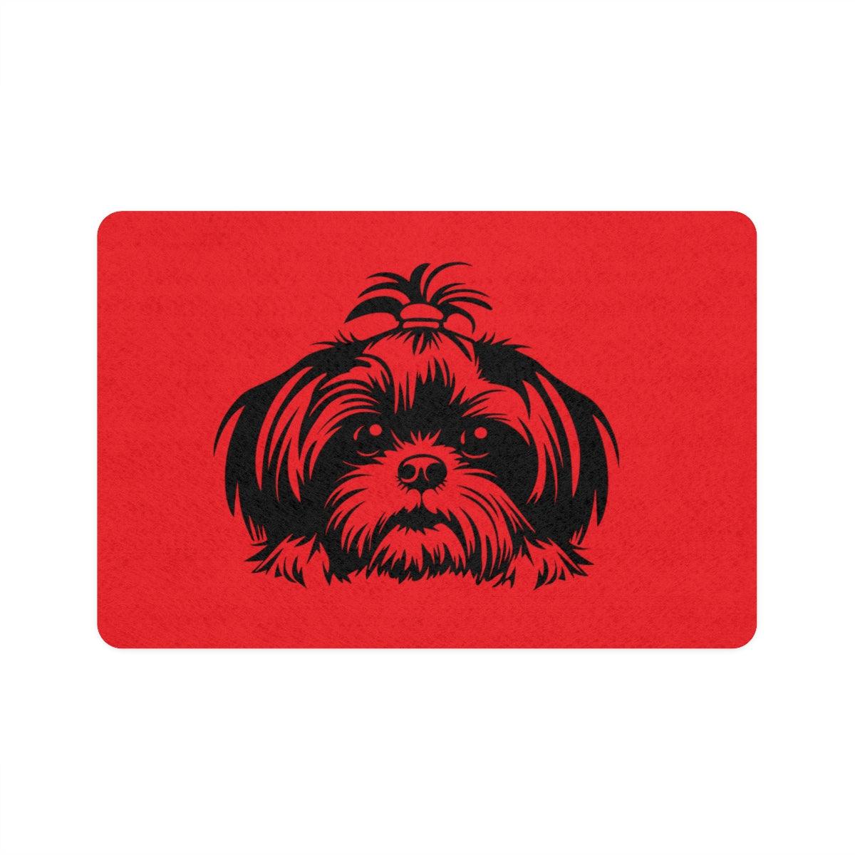Shih-Tzu-Black-and-White-Pet Food Mat-white (12x18) - Shih Tzu Gifts