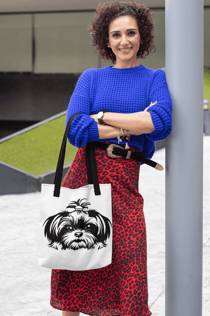 Shih-Tzu-Black-and -White-white-Tote Bag - Shih Tzu Gifts