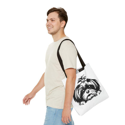 Shih-Tzu-Black-and -White-white-Tote Bag - Shih Tzu Gifts