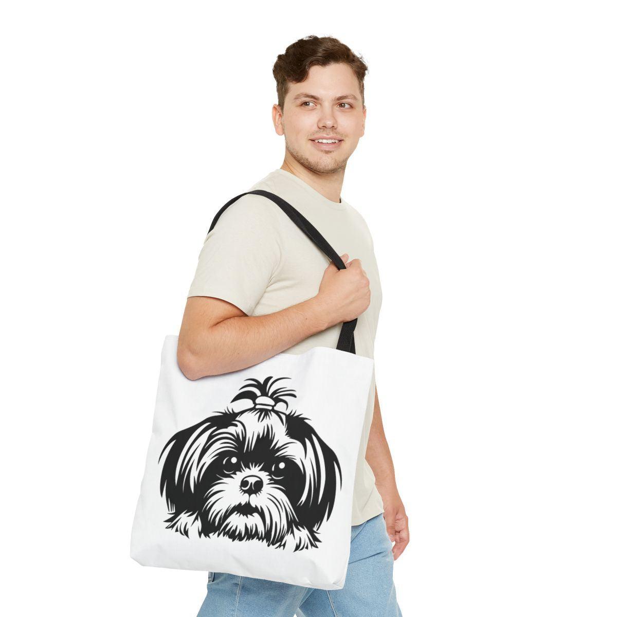 Shih-Tzu-Black-and -White-white-Tote Bag - Shih Tzu Gifts