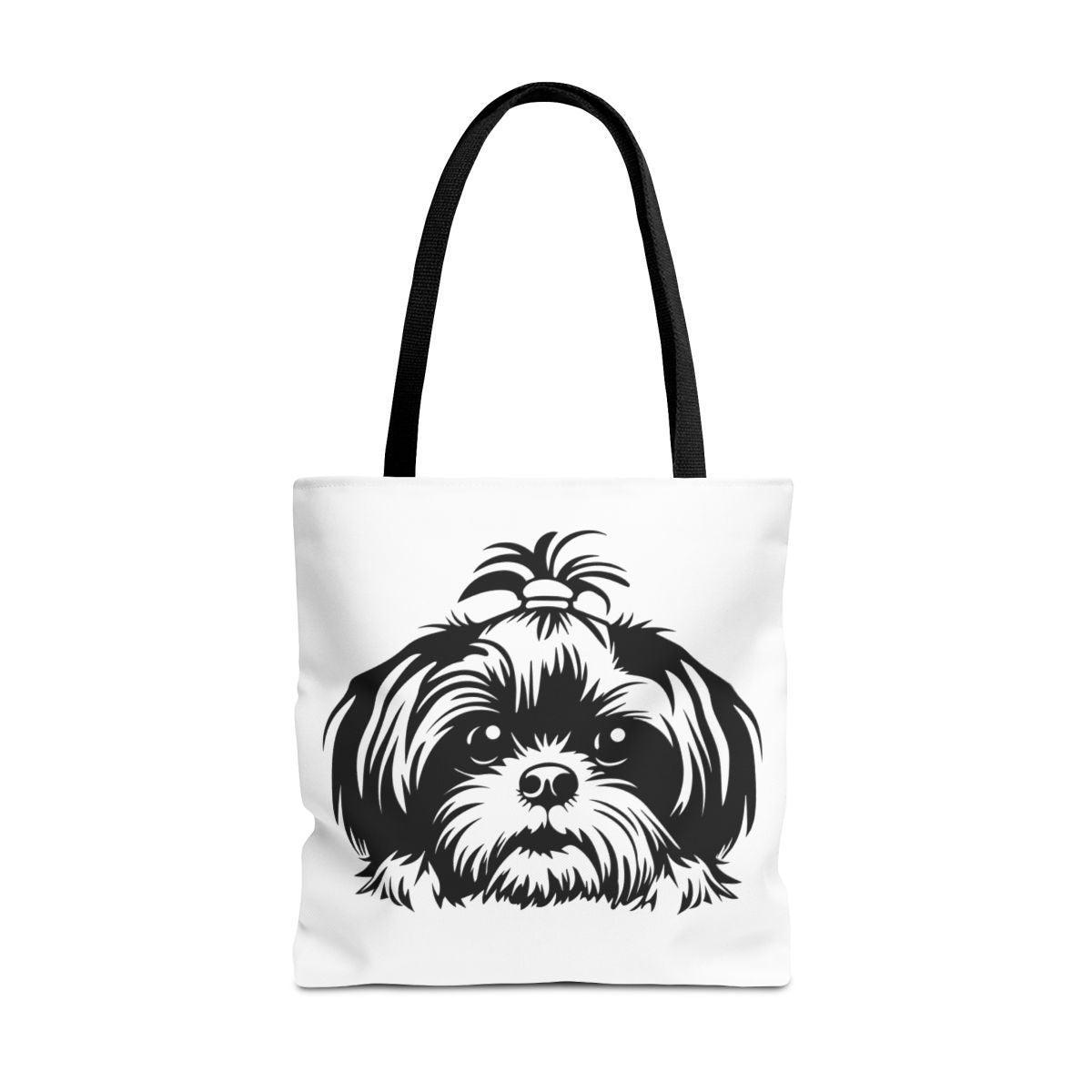 Shih-Tzu-Black-and -White-white-Tote Bag - Shih Tzu Gifts
