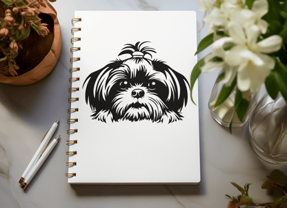 Shih-Tzu-Black-and-White-white-Spiral Notebook - Ruled Line - Shih Tzu Gifts