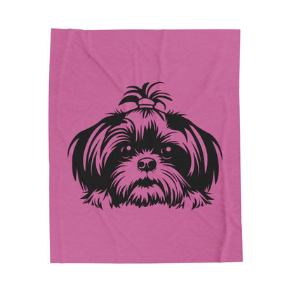 Shih-Tzu-Black-White-Velveteen- Plush- Blanket -White - Shih Tzu Gifts