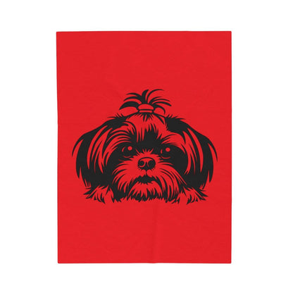 Shih-Tzu-Black-White-Velveteen- Plush- Blanket -White - Shih Tzu Gifts