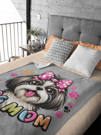 Shih Tzu Dog Mom Plush Blanket - Shih Tzu Gifts